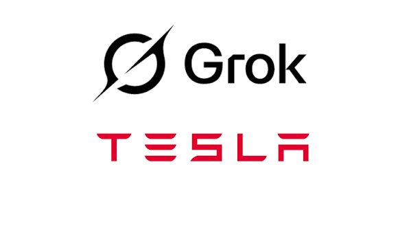 Los logos de Grok y de Tesla juntos